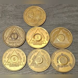 24-Hour Recovery Coin Plus 6 more First Year Milestone Medallions